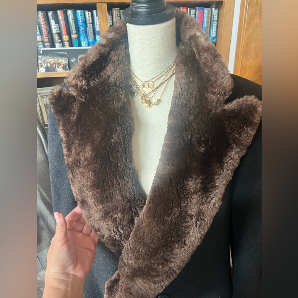 Nordstrom Vintage Wool and Mink long Trench Coat Size L - Picture 3 of 10